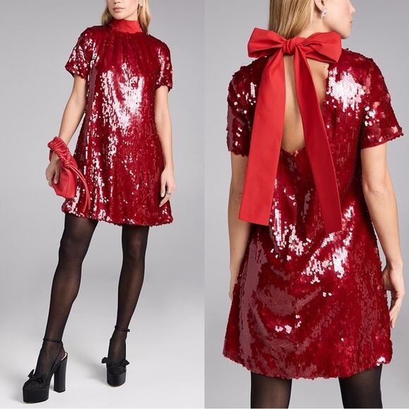 STAUD Mini Ilana Dress in Poinsettia - Picture 1 of 11